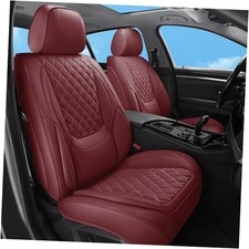 Car Seat Covers Front Seats Burgundy, Luxury Faux Leather Wine Red-Front Seats