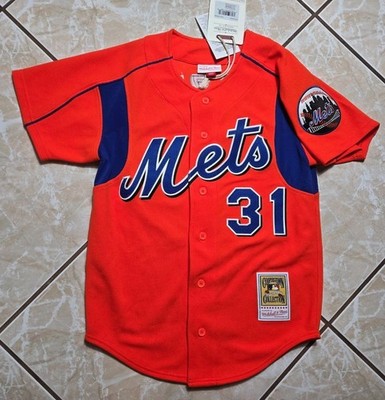 NWT Mitchell Ness Mike Piazza New York Mets Authentic Orange MLB Jersey  Mens S