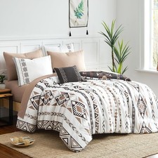 King Size Comforter Set- 7 Pieces Boho Bed in a Bag Western Bedding Set All