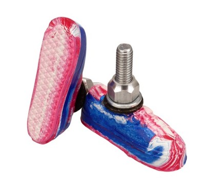 KOOL STOP Vans shoe bicycle BMX THREADED brake pads RED WHITE BLUE SWIRL