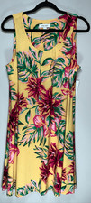 Nine West tropical floral print tank dress in yellow size large