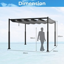 310 x 310cm Outdoor Pergola w/ Retractable Canopy