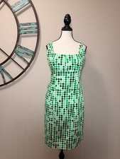 Calvin Klein Dress 10 EUC Green Polka Dots Sleeveless Sheath St. Patricks Day