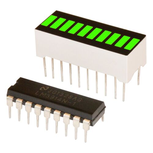 10 Segmentos Led gráfico de barras Green + Controlador Lm3914 (Arduino)