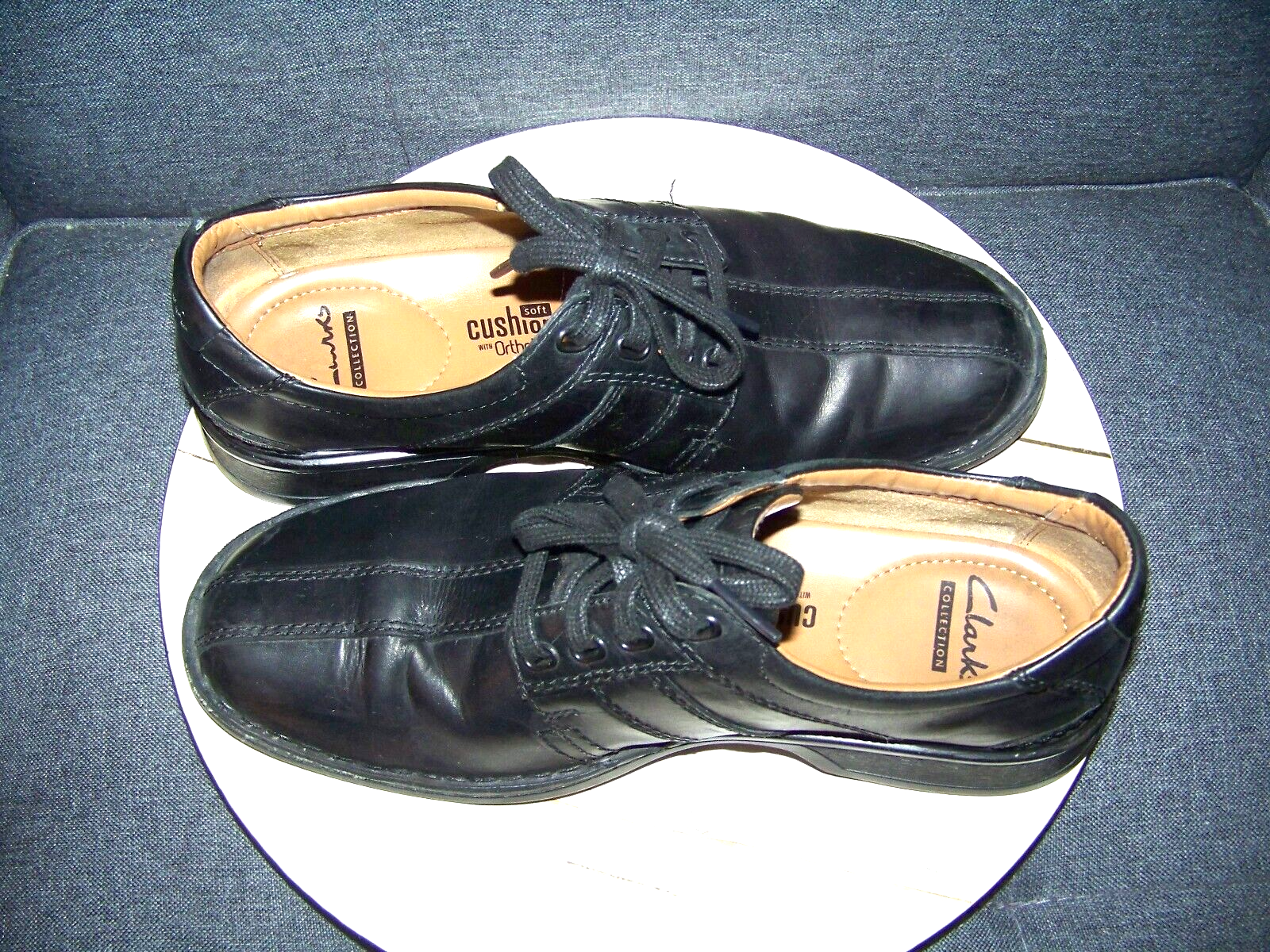 Clarks Touareg Vibe Men's Oxford Shoes Size 8 Black Leather Ortholite Cushion