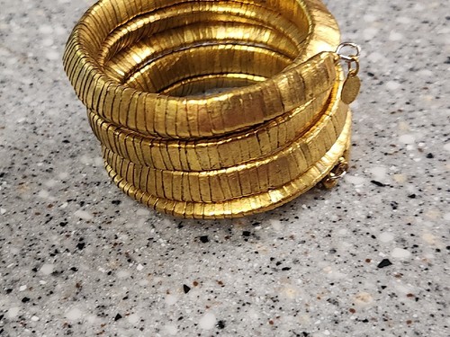 NEW CHICO’S Coil Slinky Snake GasPipe Antique Wrap BOLD DRAG RETRO Bracelet Y2K - Picture 6 of 8