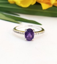 Purple Amethyst Oval Engagement/Wedding Ring 925 Sterling Silver Women's Ring