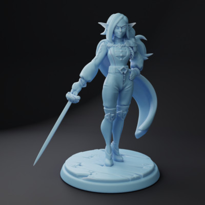 Admiral Karina - Space-elf Fantasy Miniature DnD Tabletop RPGs Twin Goddess