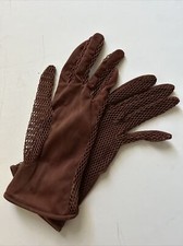 Vintage Van Raalte Gloves Women Fishnet Style Size 6 1/2 Nylon Brown Mesh