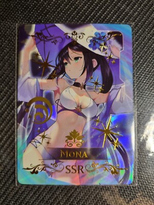 Mona Genshin Impact Göttin Story Bikini Waifu goldener Buchstabe Anime-Karte