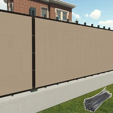 16ft Tall Privacy Fence Screen Windscreen Shade Cover 240 GSM Fabric Tarp Sand