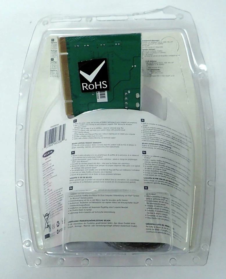 BELKIN FIREWIRE 3 PORT PCI CARD WITH  6 PIN- 4 PIN CABLE, MANUAL & DISK NEW - Image 2 of 4