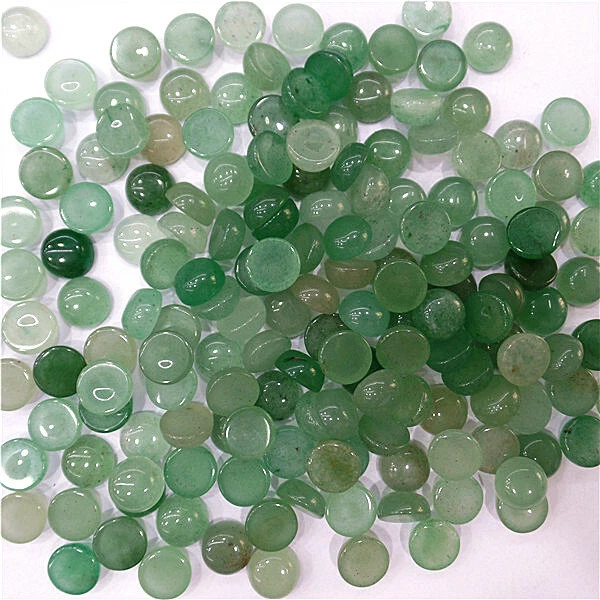 100Pcs 8mm Wholesale Natural Green Aventurine Round Cab Cabochon DIY HH7058 - Image 2 of 2