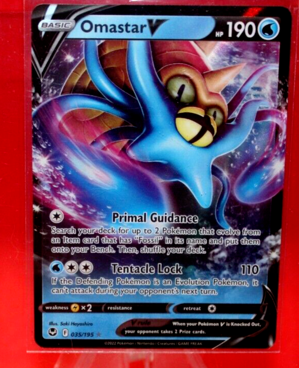 Omastar V HP190 2022 Collectible Pokemon Trading Card No. 035/195