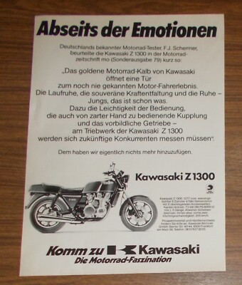 Seltene Werbung KAWASAKI Z 1300 - Abseits der Emotionen 1980