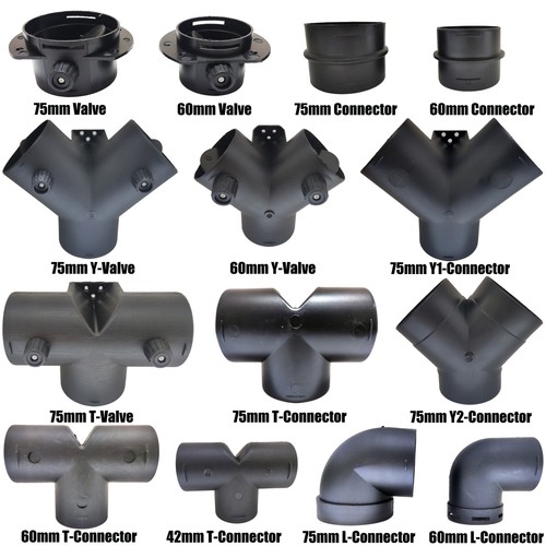 42/60/75mm T Y L Branch Duct Joiner Pipe Air Diesel Heater Hose Connector Valve - Picture 1 of 39