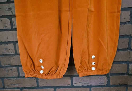NEW Temu Boho Harem Pant Pockets with Elastic Drawstring Waistband BURNT ORANGE - Picture 2 of 8