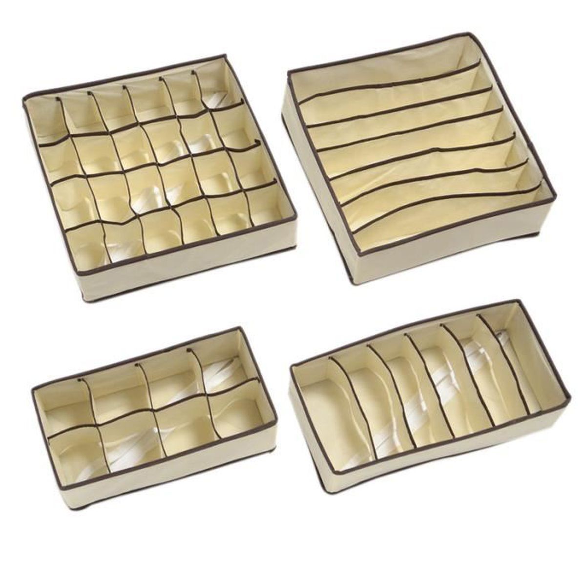 Boîtes de rangement chaussettes lot de 4 compartimentées pour optimiser l'espace de vos placards