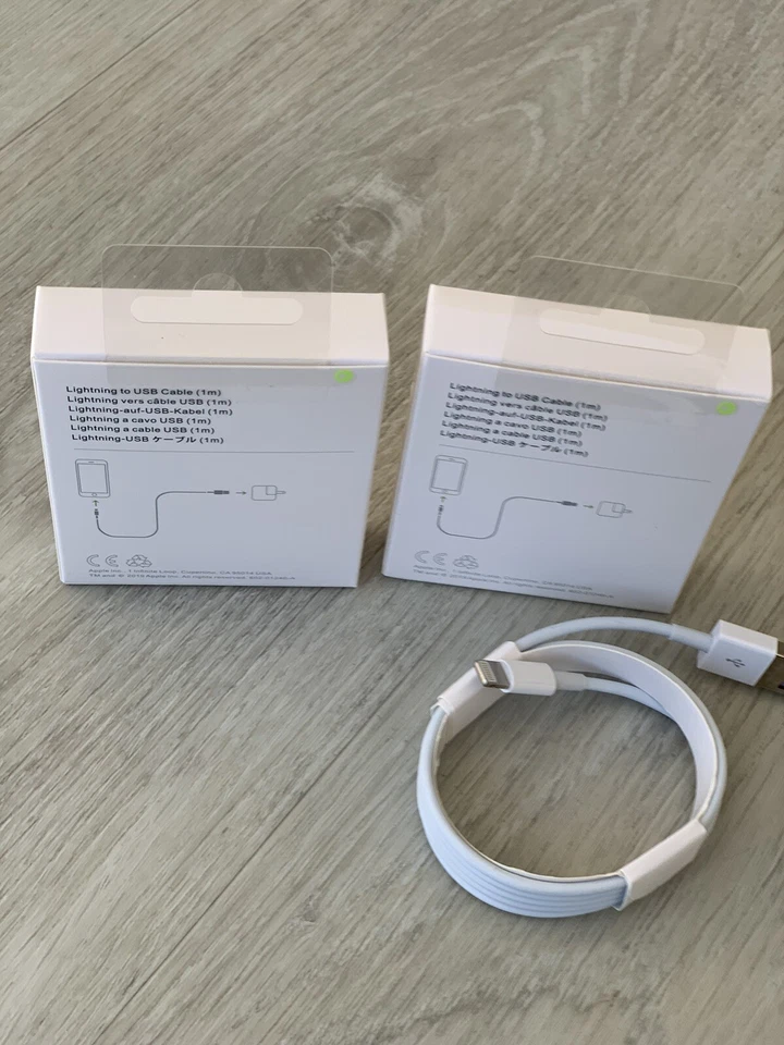 2 X Apple iPhone Chargers Cable 1M Charging Lead Lightning To USB Cable 1M Fast - Image 4 of 4