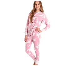 Women’s Lazy One Flap Jack Moose Print Pink Long Sleeve One piece XS