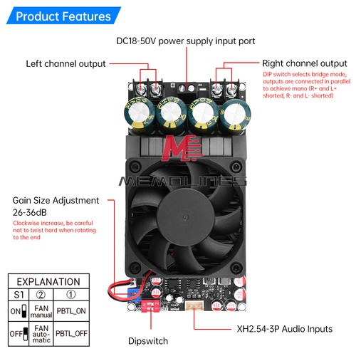 ZK-3002 Digital Amplifier Board High Power TPA3255 Dual 300WX2 /Mono 600W Stereo - Picture 4 of 20