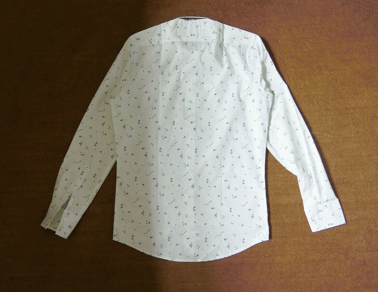 FILA Camicia contemporanea Richard James Savile Row Navy macchie casuali cotone bianco 15 5