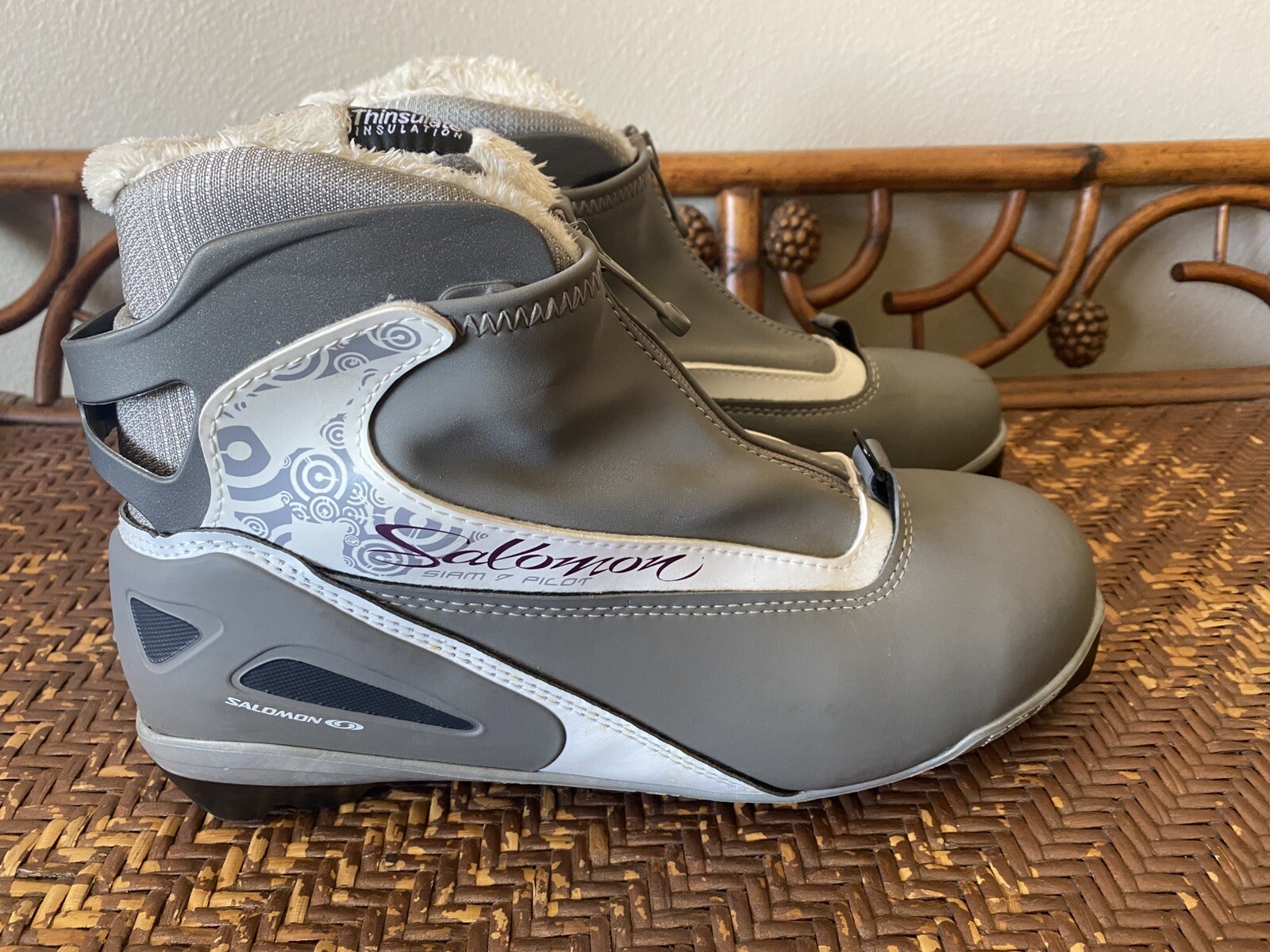 Scarpe scarponi da sci Salomon Pilot Cross Country con cerniera e cravatta da donna taglia US 9 5