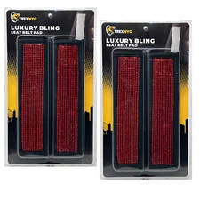 TrexNYC Seat Belt Comforter: Bling Car Accessories, Bling/Red, 2 Packs