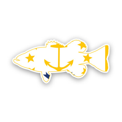 Rhode Island Bass Flag Sticker Decal - Weatherproof - sport fish fish ri