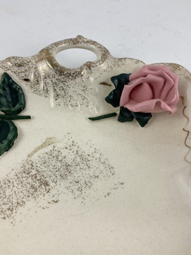 Vintage Ceramic Lefteris Lefton Exclusives 3D Rose Dresser Trinket Plate Japan - Picture 2 of 9
