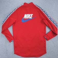 NikeTrack Jacket Mens Small Red Taped Full Zip Big Logo Spellout Athletic AJ2681