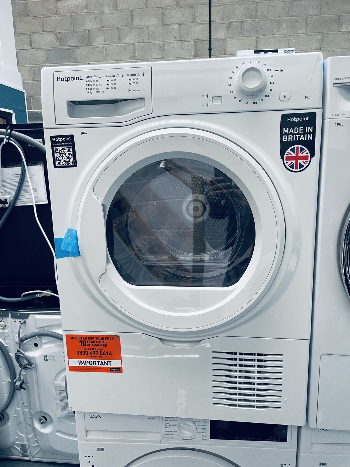 Hotpoint 8kg Condenser Tumble Dryer - White H2D81WUK/1062