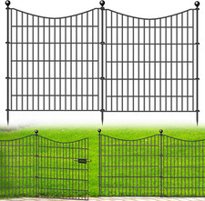 Rustproof 15-Panel Garden Fence with Gate - No Dig Dog Barrier, 32" High