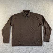 NEW Perry Ellis Sweater Mens 2XL Brown Merino Wool Pullover Polo Long Sleeve