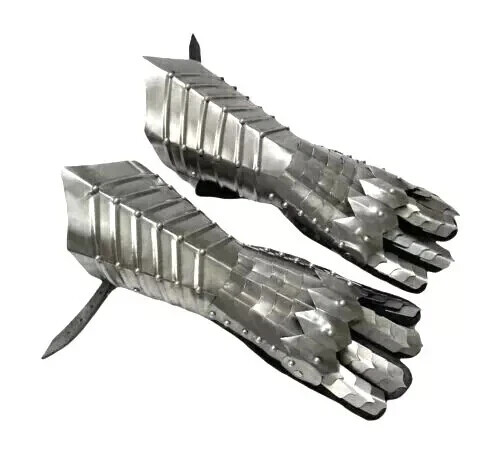 MEDIEVAL KNIGHT WARRIOR METAL GOTHIC STYLE GAUNTLETS FUNCTIONAL ARMOR GLOVES - Picture 2 of 7