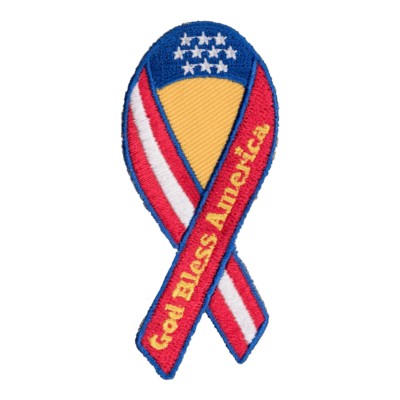 God Bless America U.S. Flag Ribbon Patch, Patriotic Patches