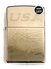 Zippo Lighter 250 Eagle On Flags USA Made NEW in Box US Seller Free Shipping