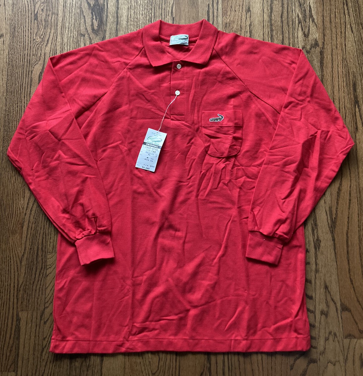 Vintage Crocodile Polo Shirt Adult Sz L Long Sleeve Red Men