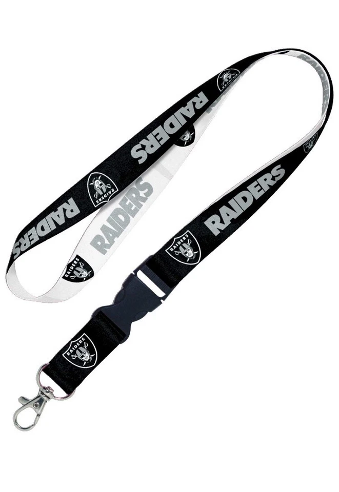 "Cordón Oakland Raiders con llavero desmontable 2 tonos 1"" de ancho" Foto 2 de 4