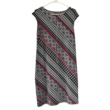 Chico's Size 0 Black White Red Sleeveless Shift Dress