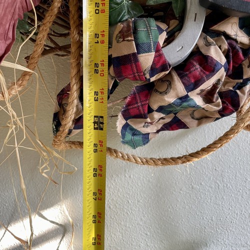 Cowboy Country Wreath Grapevine Ivy Rope Wood Cowboy Hat Boot Horseshoe 18 - 25" - Picture 11 of 11