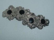 SILVER TONE METAL WITH BLACK ACCENT HAIR BARRETTE UP DO HAIR ACCESSORY