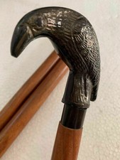 Antique Brass Raven Head Handle Style Wooden Walking Cane Stick