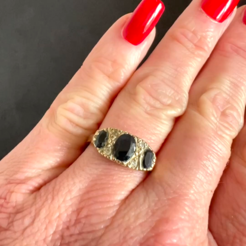 9ct Yellow Gold Sapphire Ring Cubic Zirconia Vintage Hallmarked 9K 375 Size Q - Video 1 of 1
