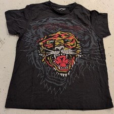 Ed Hardy Tattoo Tiger Women's Sz L Black T-Shirt