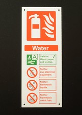 Image of WATER Fire Extinguisher Identification sign or sticker  200mm x 80mm