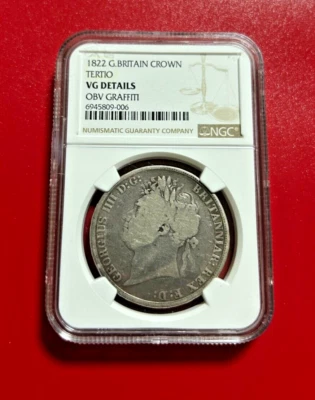 1822 Great Britain Silber Krone Crown TERTIO NGC VG Details - Bild 1 von 2