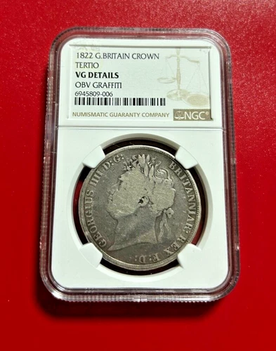 1822 GREAT BRITAIN SILVER CROWN TERTIO NGC VG DETAILS