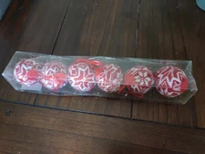 Lot of 6 Boston International Sweater Red White Bauble Christmas Ornaments New!