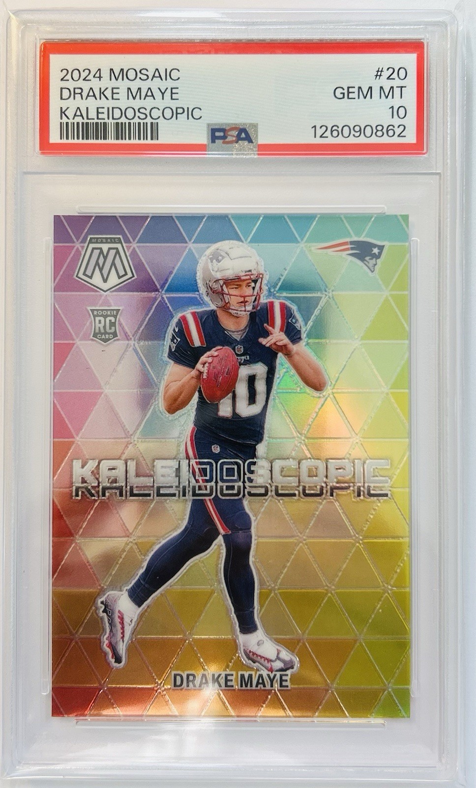 2024 Mosaic Drake Maye Kaleidoscopic SSP Case Hit RC 🔥 PSA 10 🔥POP 82